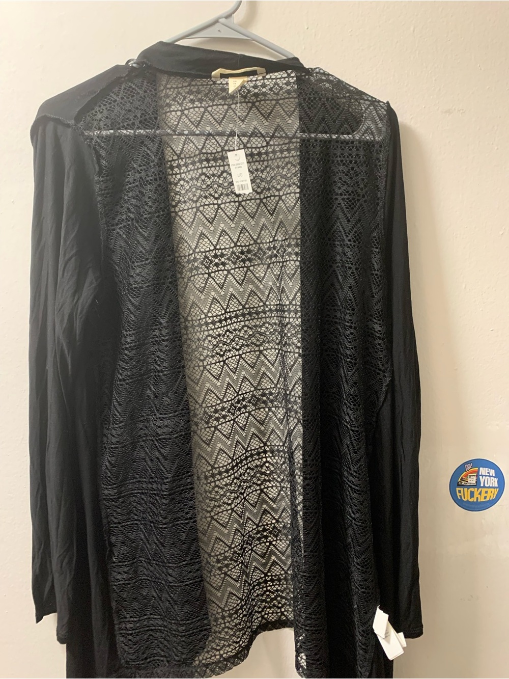 Black Lace Open-Front Women's Sweater Cardigan